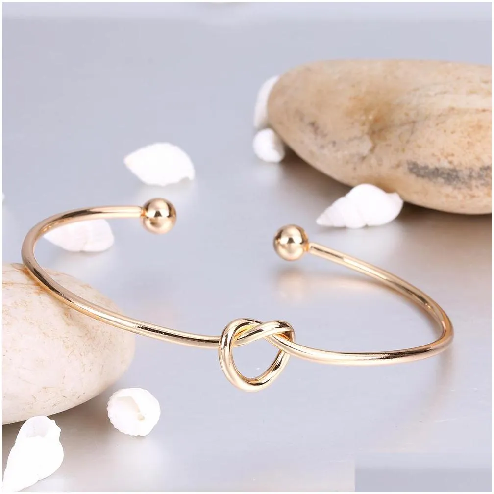 fashion tie knot bracelet bangles simple twist cuff open bangles bridesmaid jewelry adjustable bangle for women party wedding diy