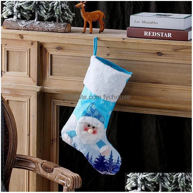 cute luminous christmas stockings family xmas tree decoration fireplace hanging stocking candy gift bag santa snowman holiday season party decor