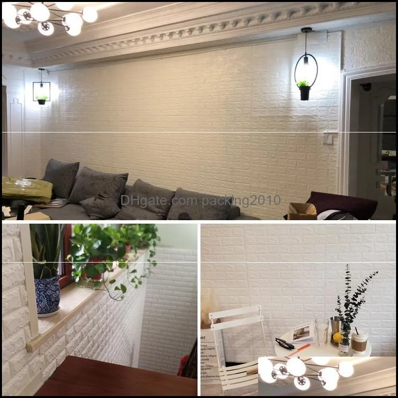 70x77cmx3mm 3d brick wall stickers diy self adhensive decor foam waterproof wall covering wallpaper for tv background kids living room 635