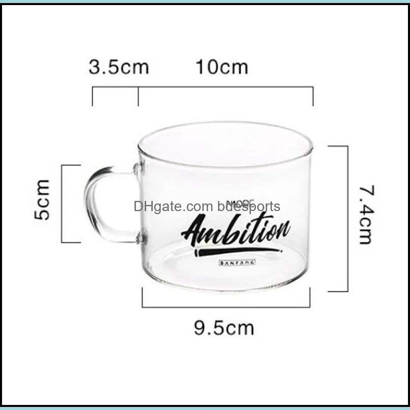 letter glass water cup fashion half flaring coffee mugs monolayer breakfast tumbler handle household security bursting prevention 8 4bd