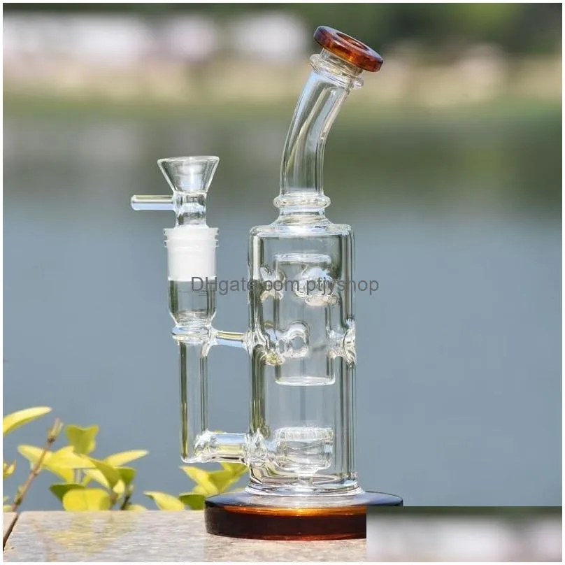 7.9 inch violet straight oil burner hookah water glass pipe colorful smoking glass beaker percolator bong fristted disc shisha tobacco dab rig pipes 14mm female