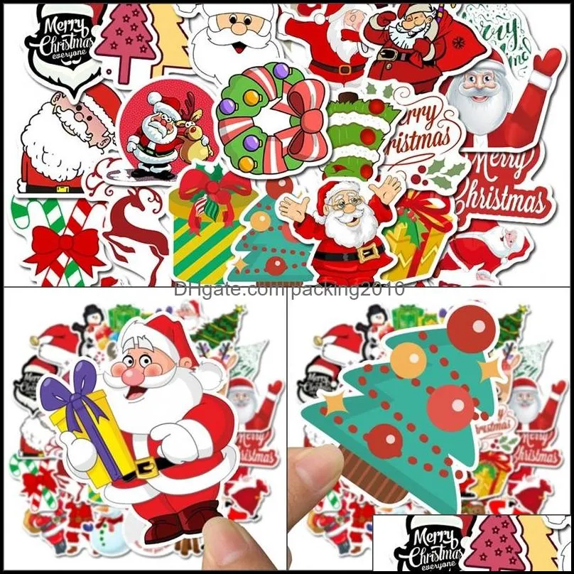 graffiti stickers rooms waterproof sticker cartoon happy christmas decorations stickers flower snowman santa claus no repetition 4 5sl