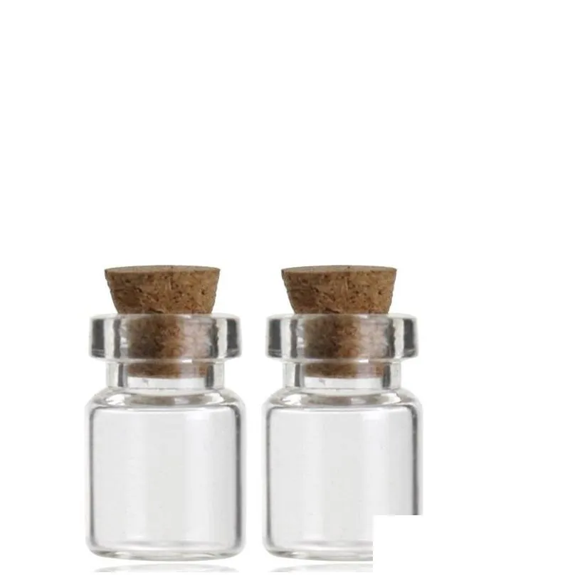 0.5ml cute mini small storage bottle tiny empty clear empty wishing vials with cork glass bottles jars containers 5737 q2