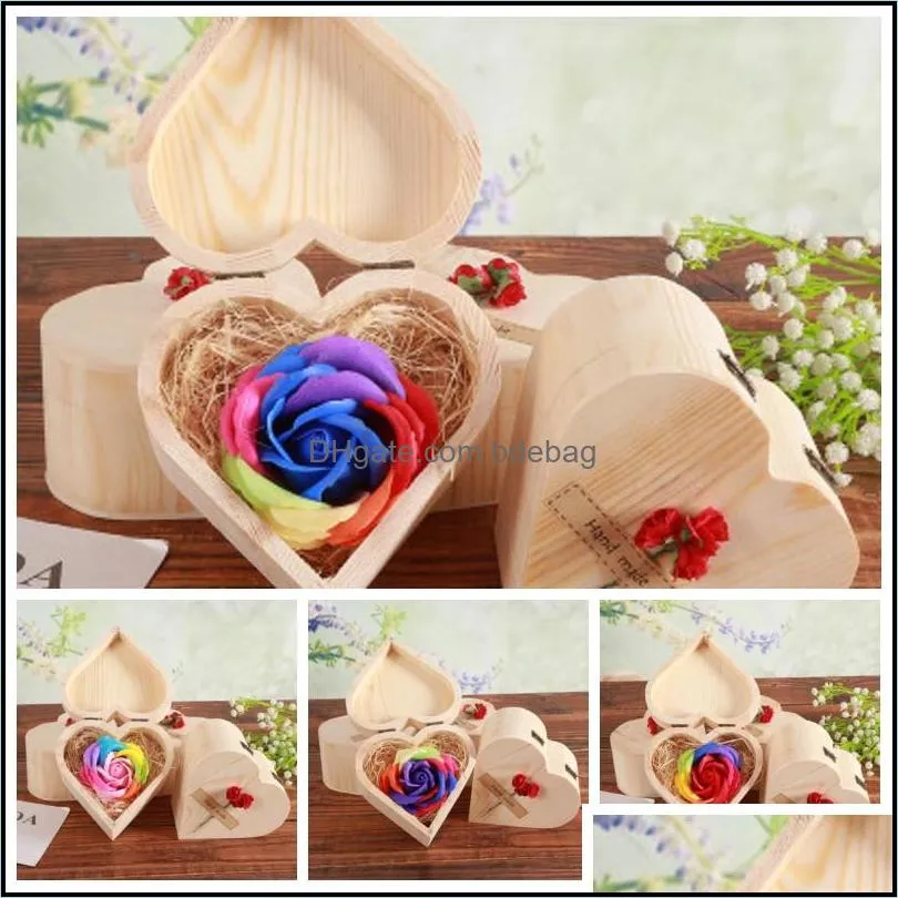 colorful soap flower wood boxes heart love box rose soap flowers valentines day activity party supply gift 9ky h1