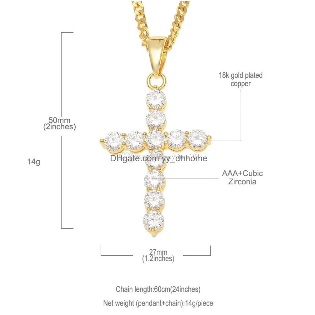  hip hop silver plated necklace jewelry women wedding fashion cross cz cubic zircon stone pendant necklace