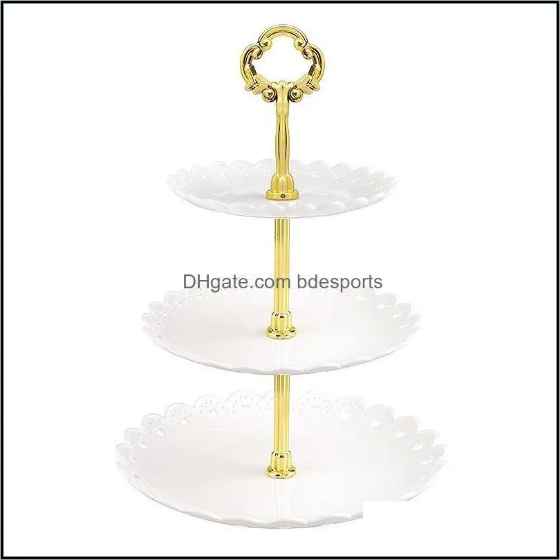 dessert racks three layers plastic pure color hollowing out eco friendly candy wedding cake stands party decoration 6 5txe1