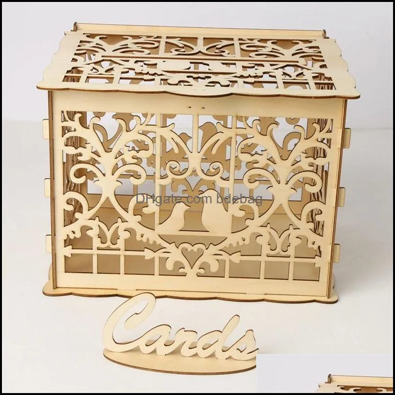 diy wooden marry party gift card box wedding greeting cards case sign in boxes with various pattern 19 5jm2 j1