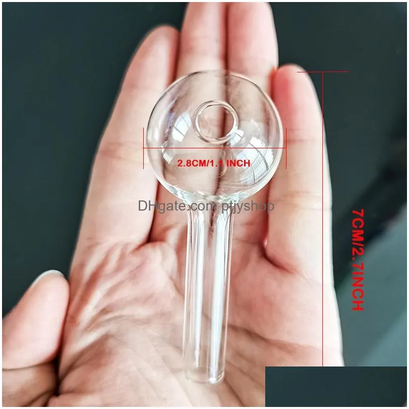 short big ball special type clear 70mm mini glass oil burner pipes tube nail tips burning jumbo pyrex concentrate pipe thick quality transparent smoking