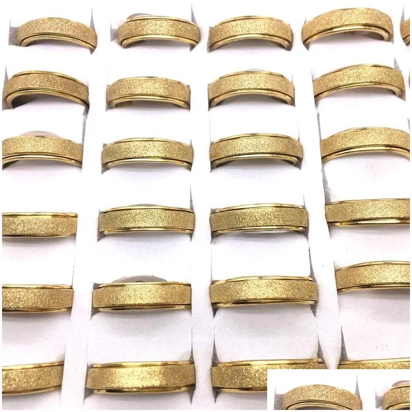 wholesale 50pcs/lot mens womens band stainless steel rings fashion jewelry spinner width 6mm mix 4 colors