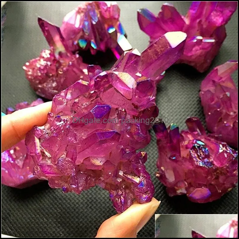 home decor natural quartz amethyst cluster crystal stone healing electroplated colorful crysral cluster mineral specimen homes gifts 20220106