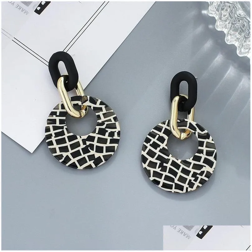 fashion zebra pattern acrylic dangle earrings for women personality hypoallergenic ear ring party jewelry 154 d3