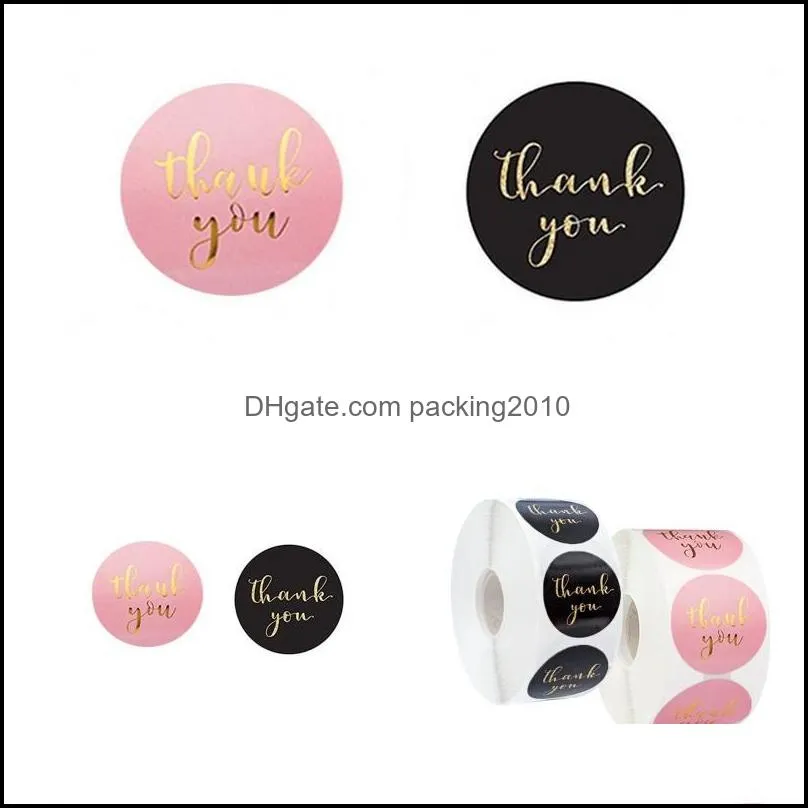 roll type thank you sticker stamping golden color gift packing bag sticky paper party decor gifts label stickers 2 4bf l2