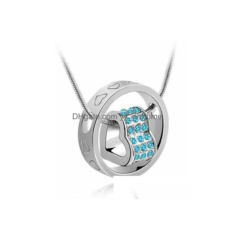 stunning austrian crystal diamonds pendant fortunes love pendant necklace fashion classic women elements crystal jewelry