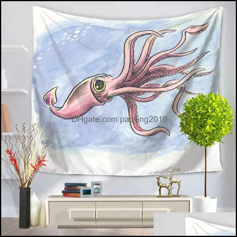 creative tapestry mediterranean sea octopus printing wall hanging sunscreen beach towel multi function home decoration party supplie 17my