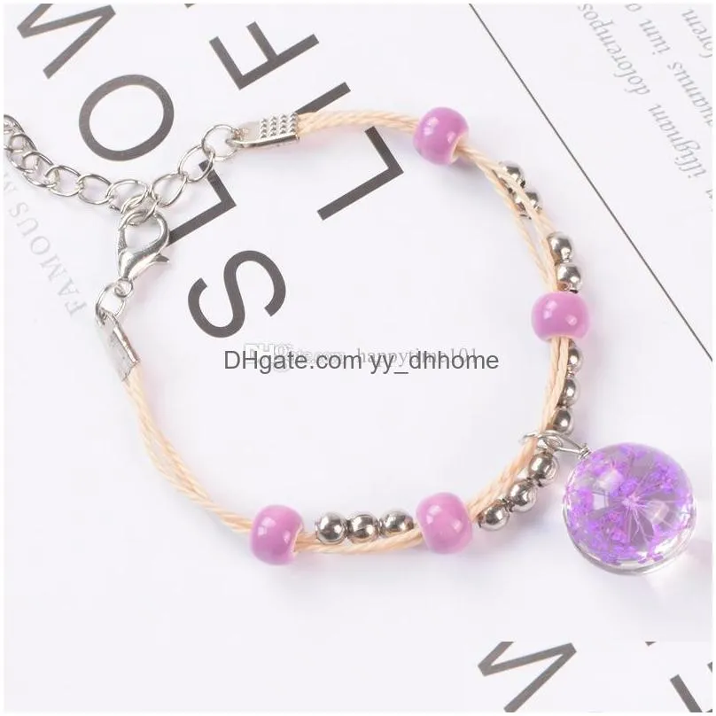 glass dried flower peach blossom bracelet ladies japanese and korean version simple and student jewelry