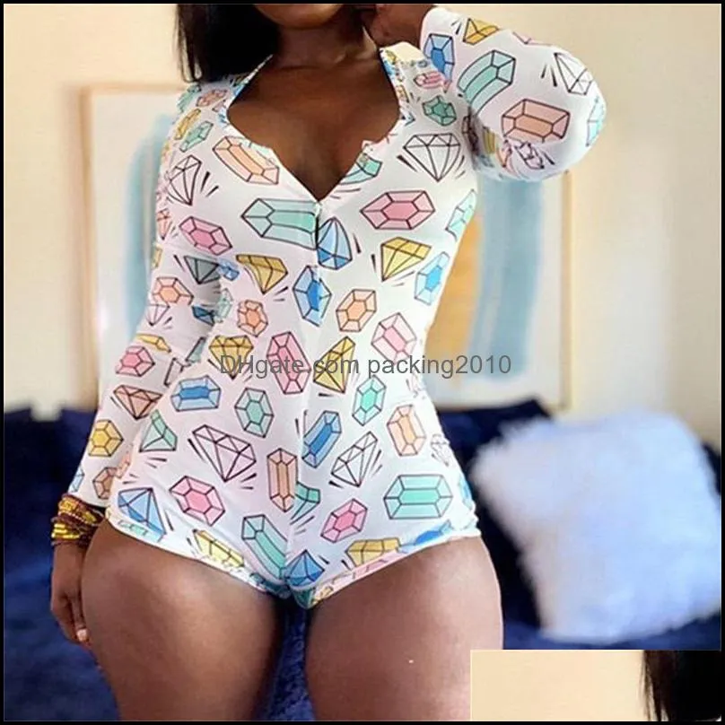 ladies booty trousers bodysuit long sleeves strawberry leopard breeches wine glass printed cartoon pajamas jumpsuits muti colors 21gma