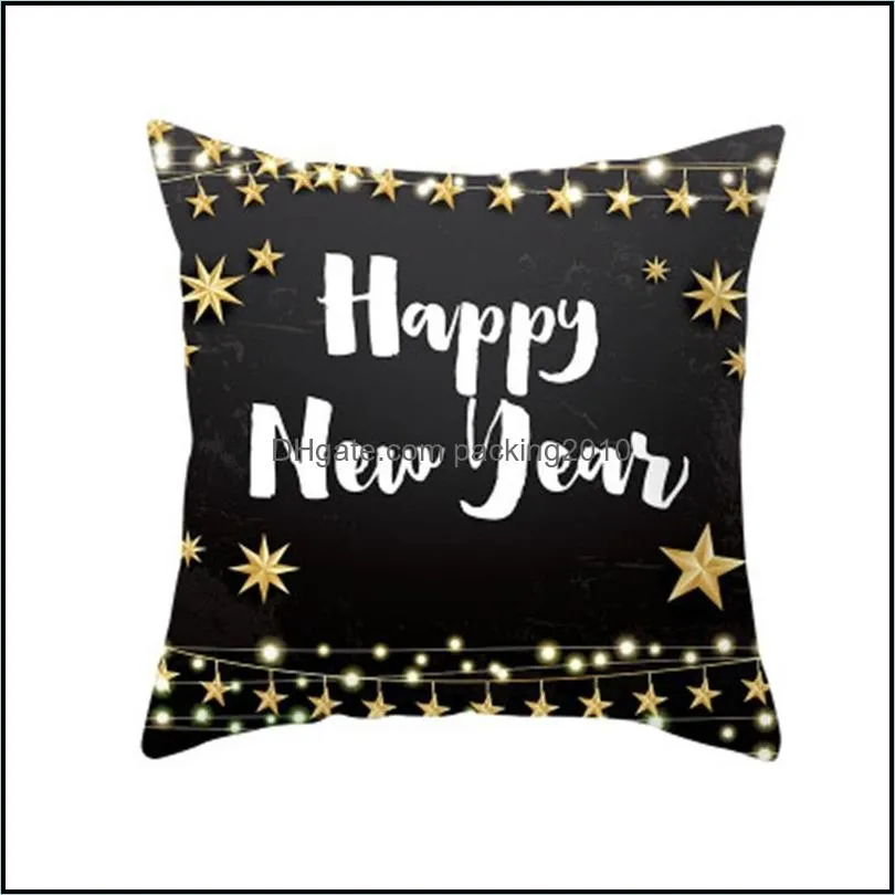  fashion black gold christmas pillow case snowflake letter printing pillowcase happy year multi style 4 2jz h1