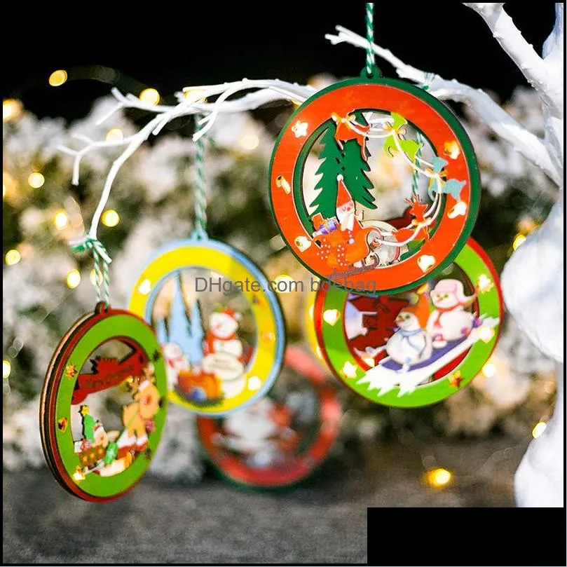 creative santa clause snowman wooden christmas tree ornaments xmas party decor home decoration 920 b3