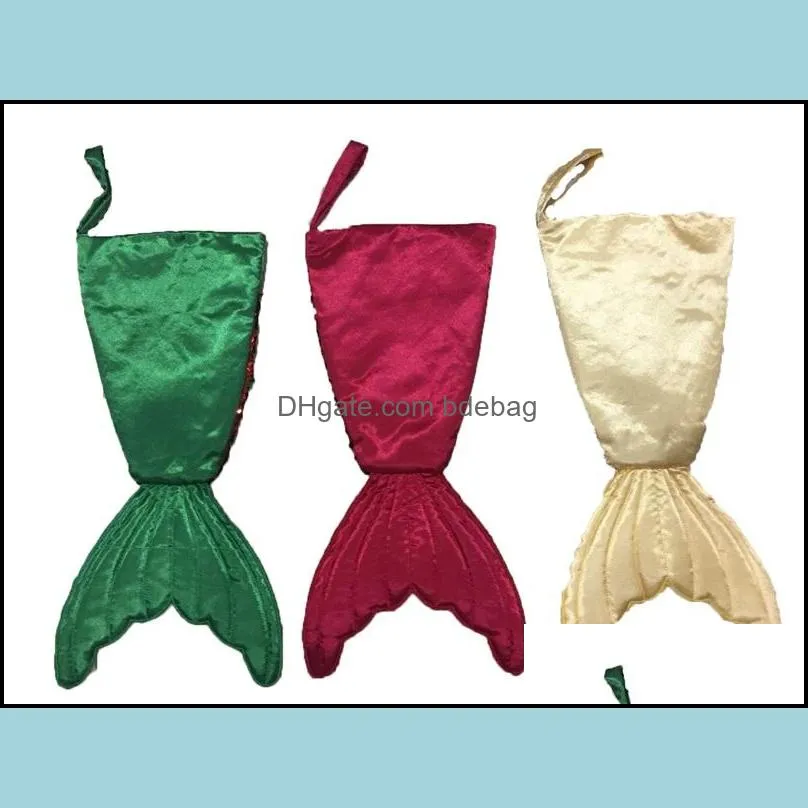 fish tail flipping bead sock bling style christmas stockings mermaid gift bag fashion lovely design santa claus socks 14gm zz