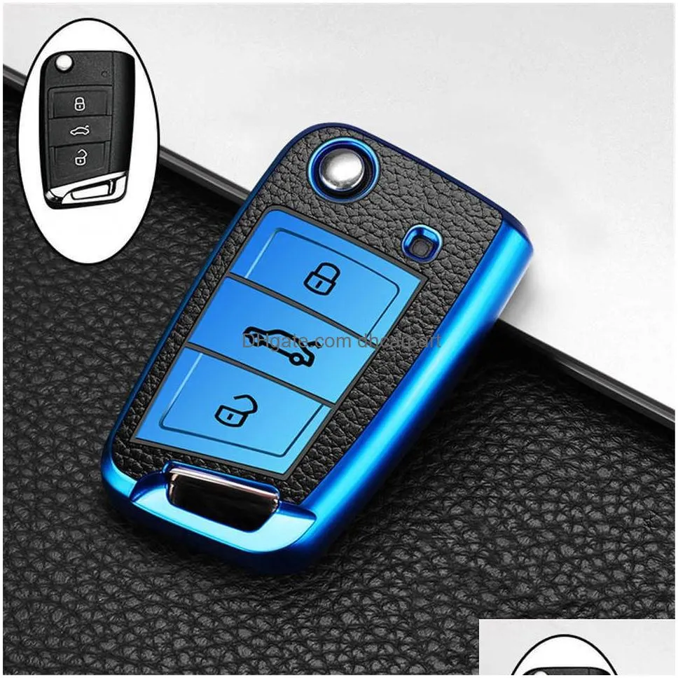 car key case cover for  polo golf 7 mk7 tiguan passat for skoda octavia kodiaq karoq seat ateca leon