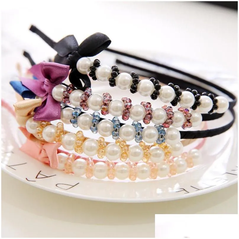 gift pearl crystal winding hair trim headband hoop headband tg050 mix order 30 pieces a lot c3