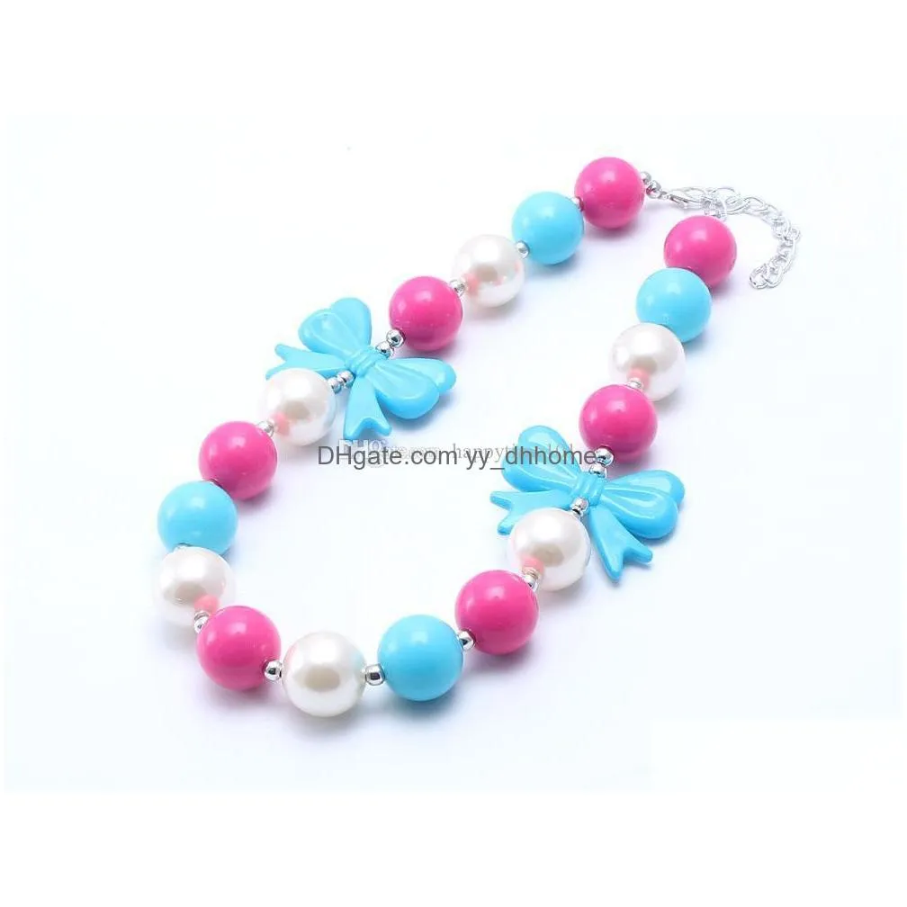  fashion kid chunky necklace pinkaddivory color bubblegum bead chunky necklace children jewelry for toddler girls