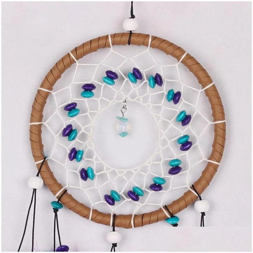 antique imitation dream catcher gift checking dream catcher net with natural stone feathers wall hanging decoration ornament 827 d3