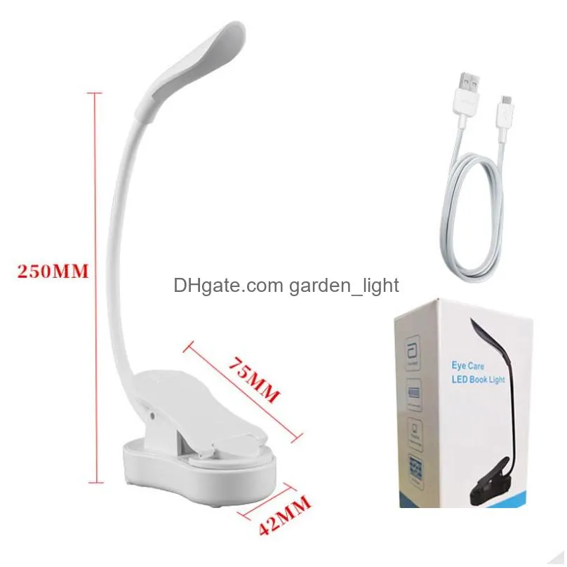 rechargeable reading light led book light usb flexible book lamp touch dimmer clip table desk lamp protect eye portable clip lamp