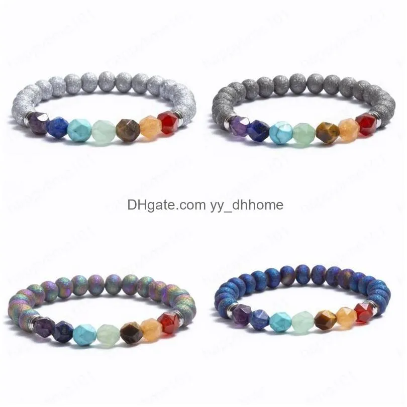 colorful natural irregular stone charm bangle bling shiny 7 chakra bracelet beads crystal bangles for women