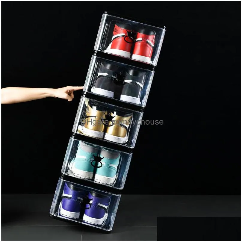 Detachable Transparent Thickened Plastic Shoe Box Clear Stackable ...