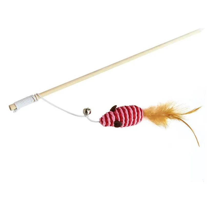 toy cats pets toys accessories for cat teaser kitten wand sisal ball bell feather elastic string wood rod stick toys 20220611 t2