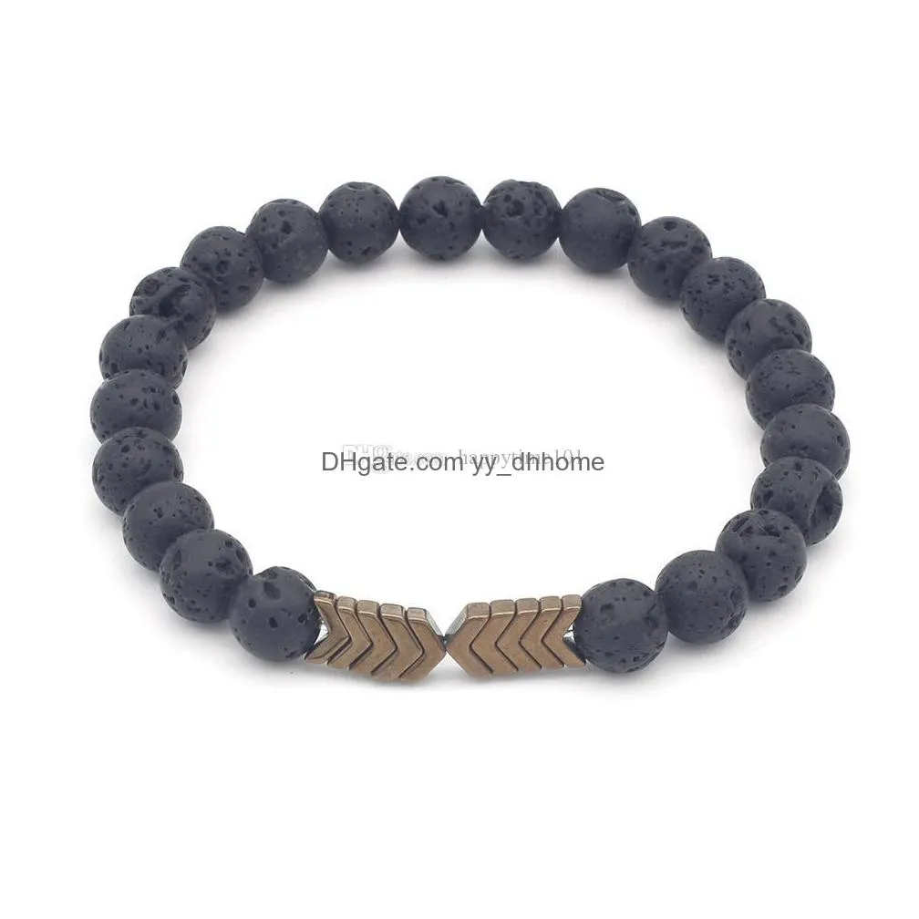 lava volcanic stone essential oil diffuser bracelets magnet arrow bangle yoga healing balance beads bracelet men women gift