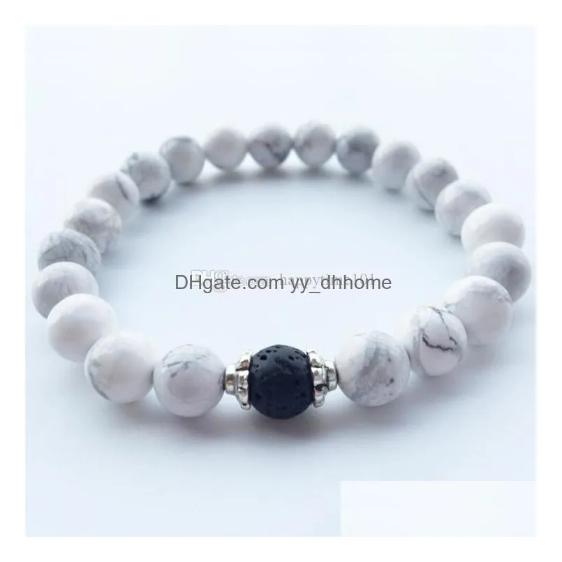 natural stone bracelets lava volcanic stone white turquoise bracelet lovers bracelets handmade beads bracelets for men women