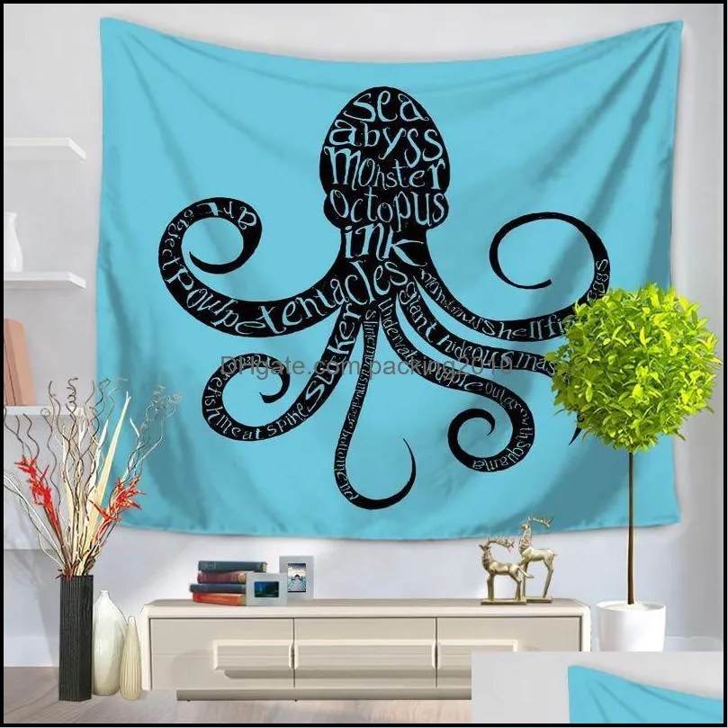 creative tapestry mediterranean sea octopus printing wall hanging sunscreen beach towel multi function home decoration party supplie 17my