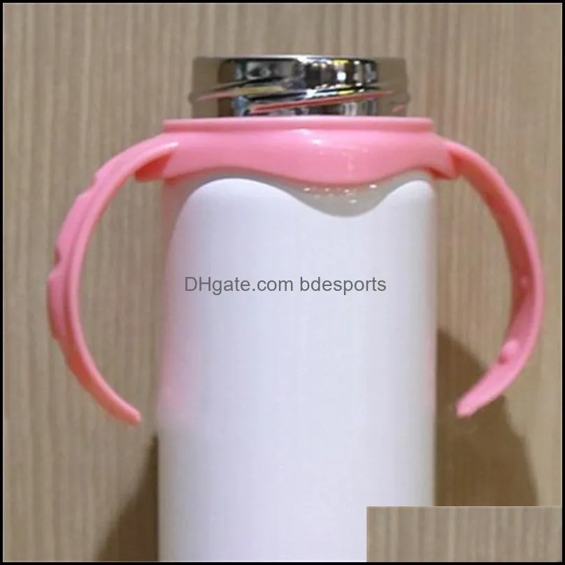  est 8oz blank sublimation baby feeding sippy bottle pink blue double wall vacuum nipple handle unbreakable sublimation bottle 355