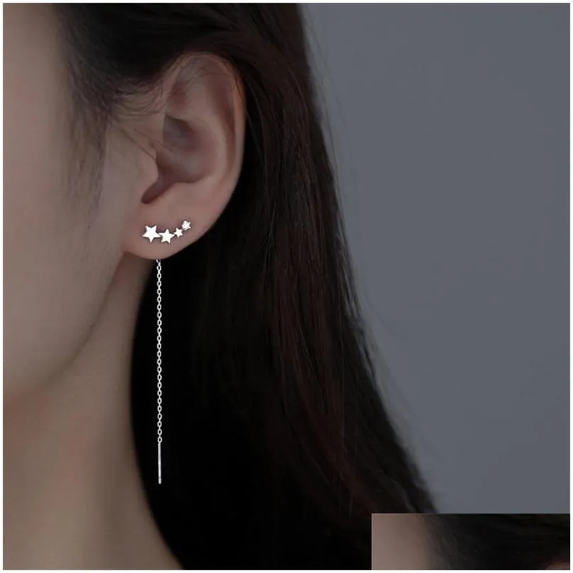 simple style chain tassel drop earrings for women long dangle earring piercing line accessories thin mini trendy ear jewelry 104 d3