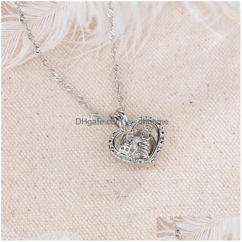 luminous bead mom letter pendant necklace chain fashion hollow heart ethnic collar statement necklaes for women halloween jewelry love