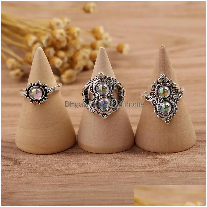 knuckle ring set opal crown flower heart rings stacking rings midi rings women designer ring jewelry