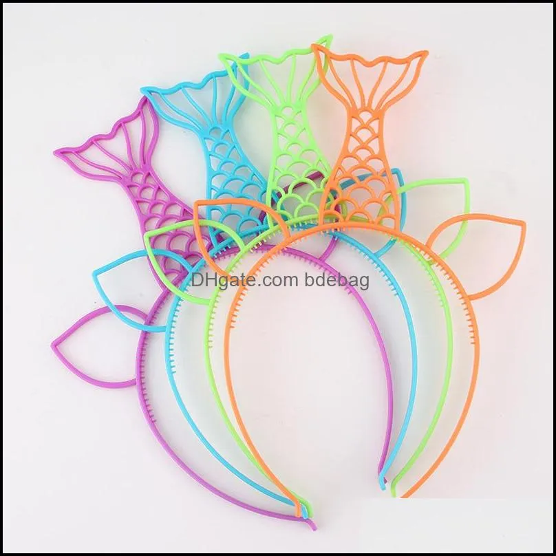 fashion mermaid tail head hoop plastic decorations candy color hair hoops female style creative heads band festival colourful