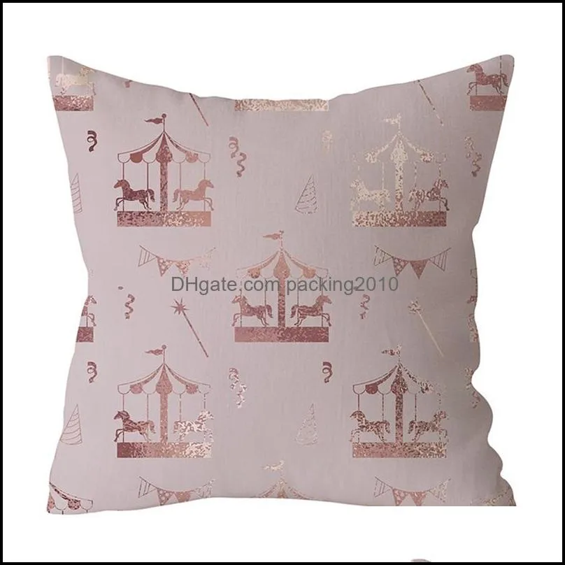 polyester fiber cushion cover rose golden color pillow case flower butterfly merry go round pattern pillowcase arrival 4mda l1