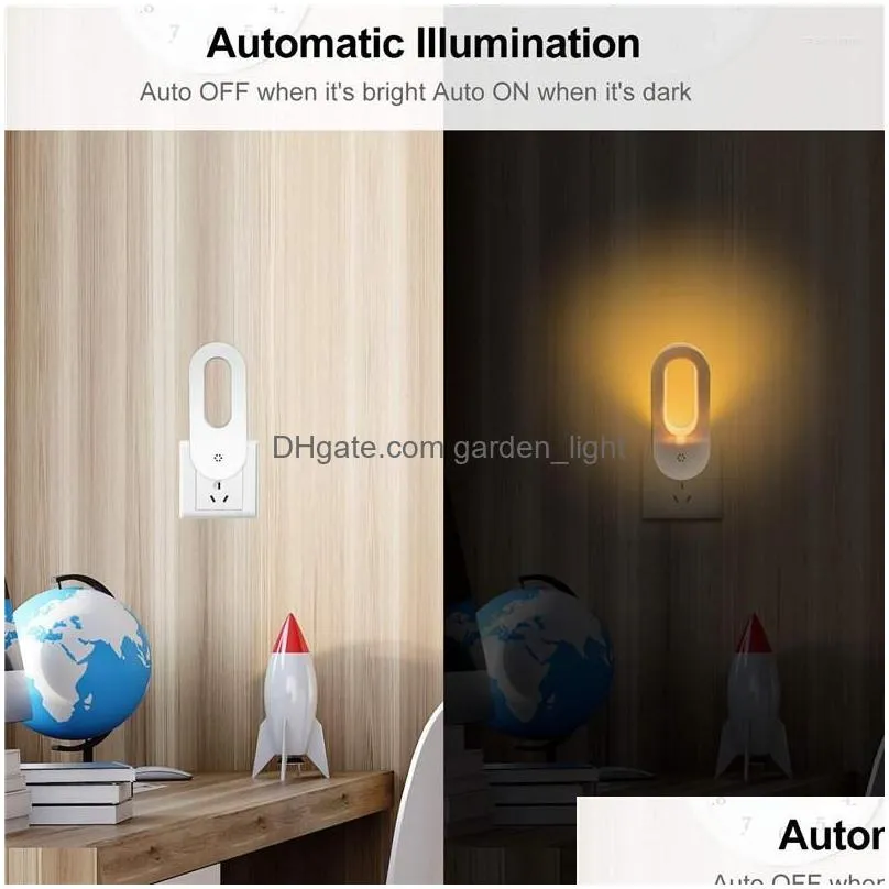 night lights 2pcs plugin light warm white led dusk to dawn sensor for bedroom bathroom kitchen corridor stairs eu/us plug