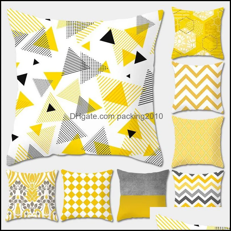 sofa pillow case yellow geometry pattern cushion cover peach velvet not contain pillows core pillowcase arrival 4sxc l1