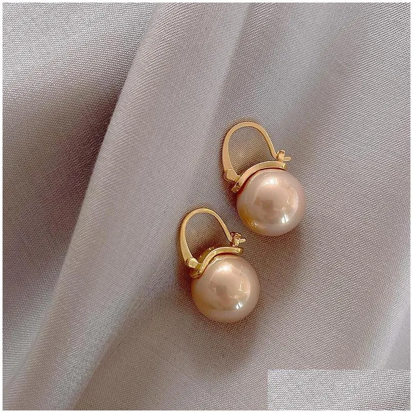 fashion korean oversized white pearl drop dangle earrings for women bohemian golden wedding earrings jewelry gift 86 d3