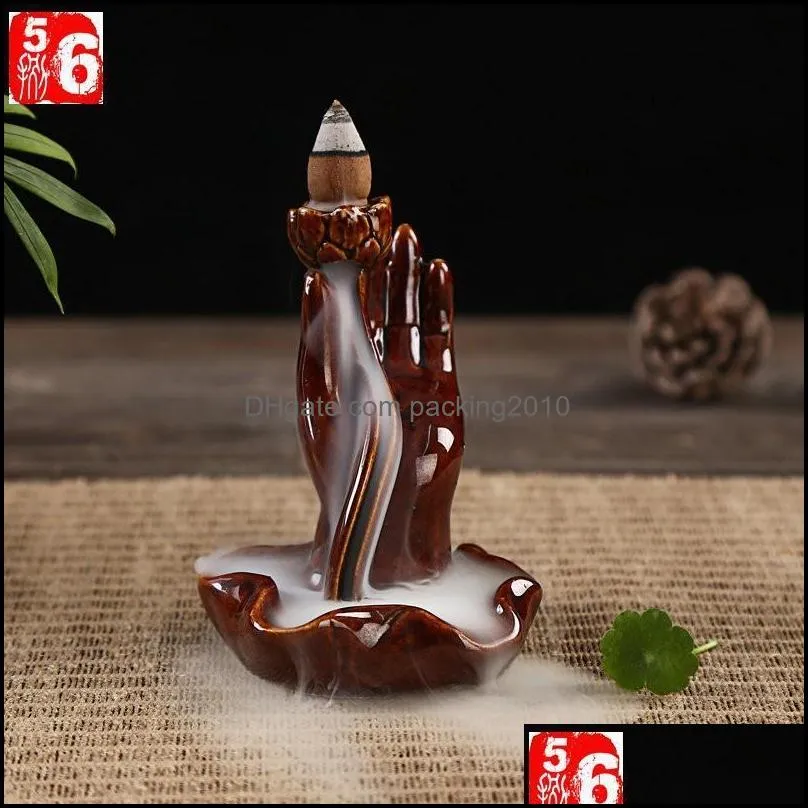 ceramics glaze incense burner lamps buddhist reflux aromatherapy censer backflow creative shape fragrance sticks holder many styles 8cy