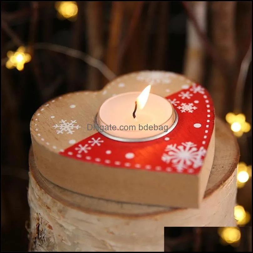 creative heart shaped candle containers woodiness five pointed star candlestick christmas tree candles holder for party decoration 4 6hb