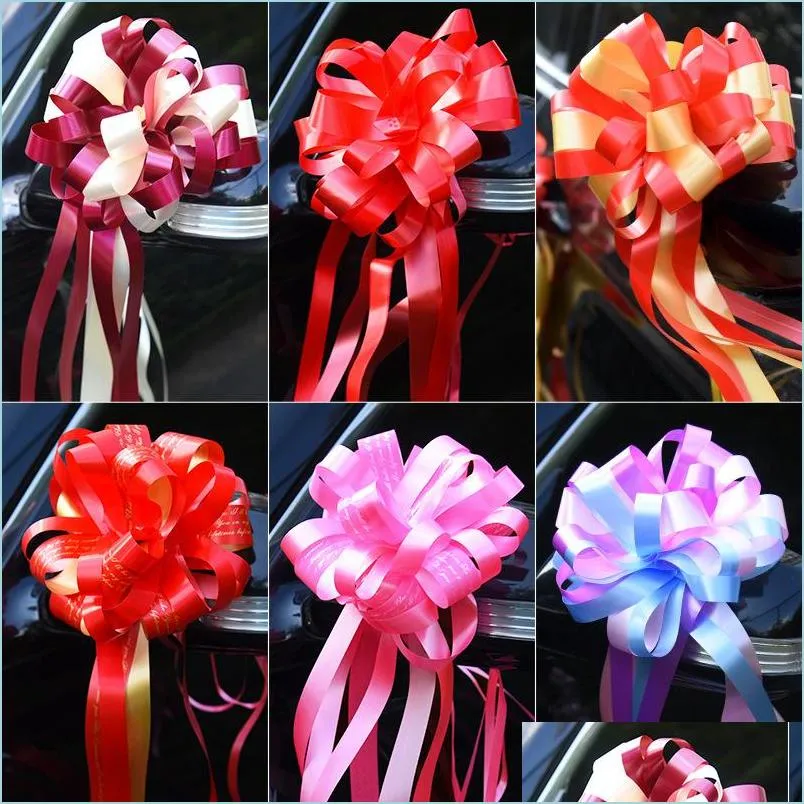 lazy person two color pull bow wedding car coloured ribbon flower ball products sell well with various pattern 4 8lj j1