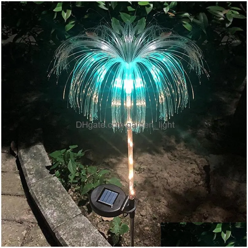 solar lawn jellyfish lamp colorful fiber optic garden lights waterproof outdoor courtyard landscape decorative light