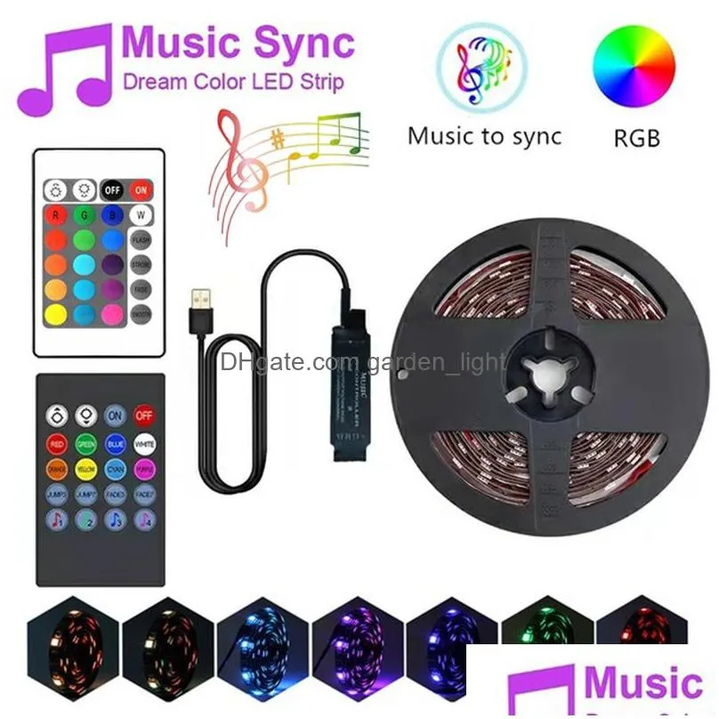 led strip light rgb 5050 lamp music sync color app controlled lead lights tv background lighting 1m 2m  4m 5m