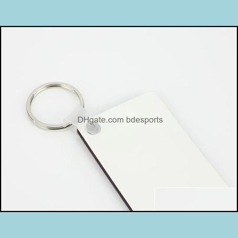  party favor sublimation blank keychain mdf square wooden key pendant thermal transfer doublesided keys ring white diy gift keychain 41