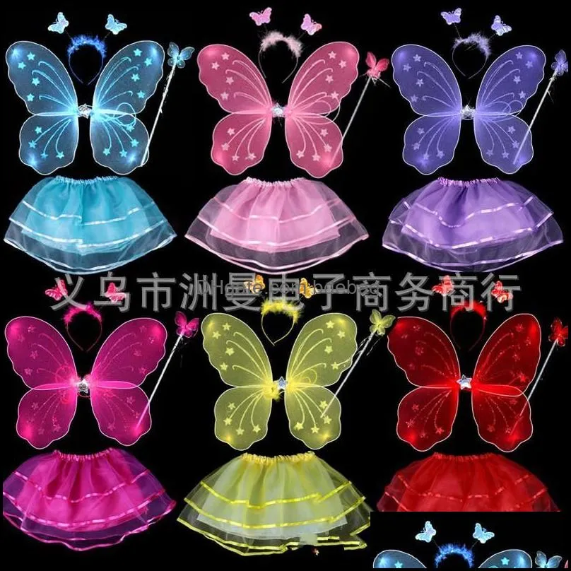 kids performance costume prop butterfly angel wing magic bar monolayer four piece suit color fairy wand 7 3zm ii